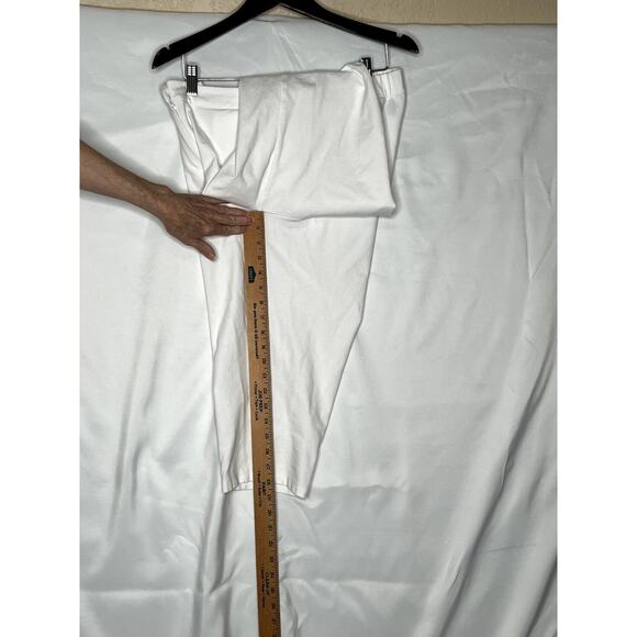 Eileen fisher size PM white pants stretchy button-fly pockets waist cropped - Picture 9 of 13